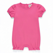 Blank Girl's Puff Sleeved Ruffle Leg Romper